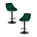 Набор 2 шт Стул барный DOBRIN LOGAN BLACK, зеленый велюр (MJ9-88)