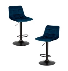Набор 2 шт Стул барный DOBRIN TAILOR BLACK, синий велюр (MJ9-117)