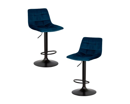 Набор 2 шт Стул барный DOBRIN TAILOR BLACK, синий велюр (MJ9-117)