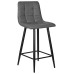Набор 2 шт Стул полубарный DOBRIN OLIVIA, черные матовые ножки, серая антрацитовая винтажная экокожа (RU-08)