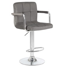 Стул барный DOBRIN KRUGER ARM, серый велюр (MJ9-75)