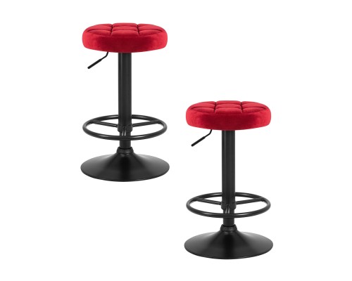 Набор 2 шт Табурет барный DOBRIN BRUNO BLACK, бордо велюр (MJ9-43)
