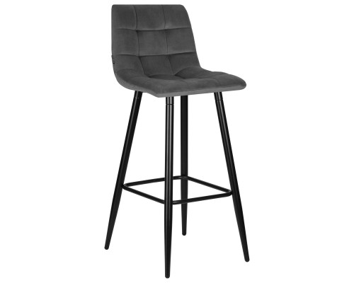Набор 2 шт Стул барный DOBRIN NICOLE, черные матовые ножки, темно-серый велюр (108-91)