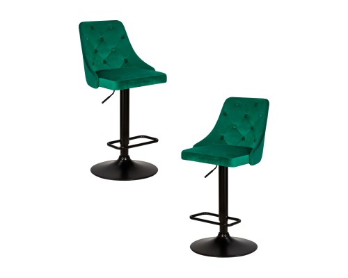 Набор 2 шт Стул барный DOBRIN JOSEPH BLACK, зеленый велюр (MJ9-88)
