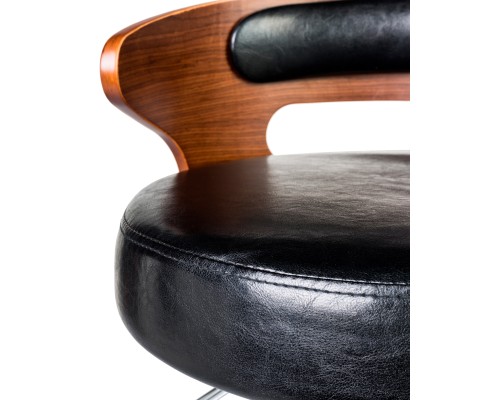 Стул барный DOBRIN FRED, коричневое дерево, чёрный