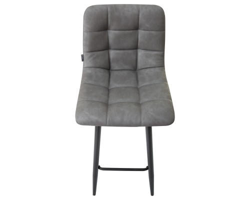 Стул барный DOBRIN NICOLE, черные матовые ножки, серая антрацитовая винтажная экокожа (RU-08)