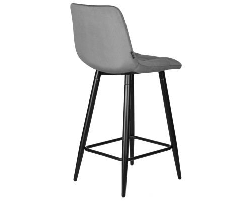 Набор 2 шт Стул полубарный DOBRIN OLIVIA, черные матовые ножки, темно-серый велюр (108-91)