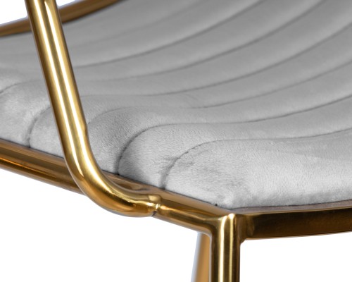 Стул барный DOBRIN MILLER GOLD, светло-серый велюр (135-37)