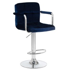 Стул барный DOBRIN KRUGER ARM, синий велюр (MJ9-117)