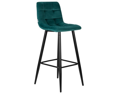 Стул барный DOBRIN NICOLE, черные матовые ножки, морской волны велюр (108-119)