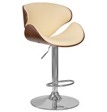 Стул барный DOBRIN KARTER, коричневое дерево, кремовый