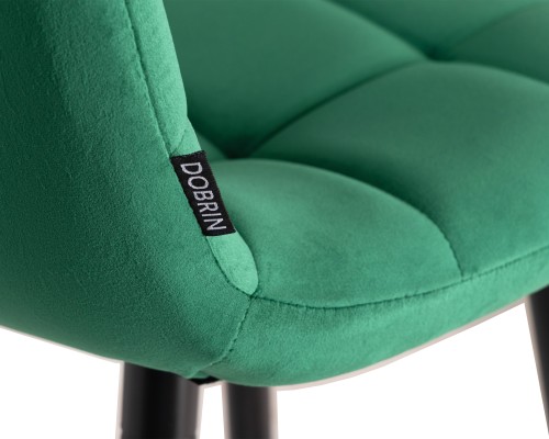 Набор 2 шт Стул полубарный DOBRIN OLIVIA, черные матовые ножки, зелёный велюр (108-64)