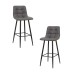 Набор 2 шт Стул барный DOBRIN NICOLE, черные матовые ножки, серая антрацитовая винтажная экокожа (RU-08)