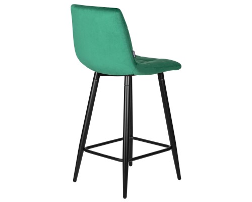 Набор 2 шт Стул полубарный DOBRIN OLIVIA, черные матовые ножки, зелёный велюр (108-64)