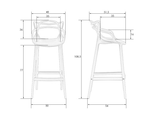 Набор 4 шт Стул барный DOBRIN MASTERS BAR, чёрный (B-03)