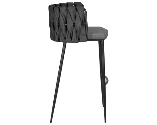 Стул барный DOBRIN AMELIA, серая ткань (F-48), темно-серый винтажный PU (MF-12)