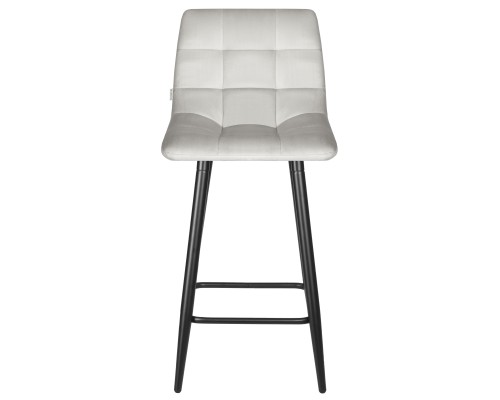 Набор 2 шт Стул полубарный DOBRIN OLIVIA, черные матовые ножки, светло-серый велюр (108-52)