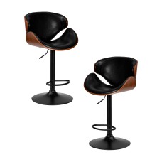 Набор 2 шт Стул барный DOBRIN KARTER BLACK, коричневый орех дерево (BWW), черный PU