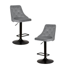 Набор 2 шт Стул барный DOBRIN JOSEPH BLACK, серый велюр (MJ9-75)