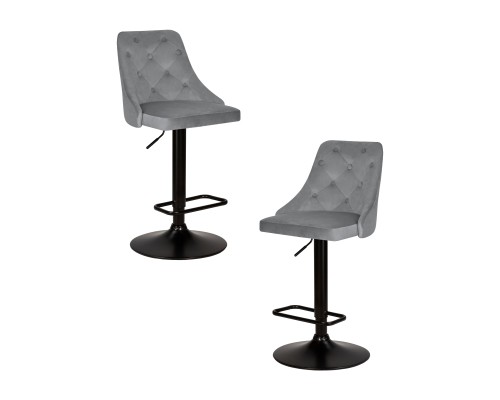 Набор 2 шт Стул барный DOBRIN JOSEPH BLACK, серый велюр (MJ9-75)