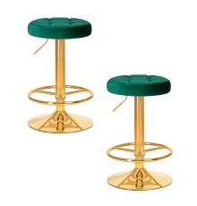 Набор 2 шт Табурет барный DOBRIN BRUNO GOLD, зеленый велюр (MJ9-88)