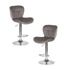 Набор 2 шт Стул барный DOBRIN BARNY, серый велюр (MJ9-75)