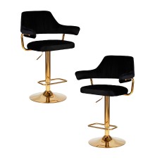 Набор 2 шт Стул барный DOBRIN CHARLY GOLD, черный велюр (MJ9-101)