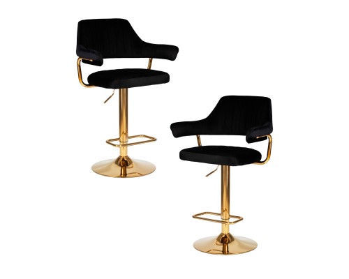Набор 2 шт Стул барный DOBRIN CHARLY GOLD, черный велюр (MJ9-101)