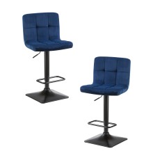 Набор 2 шт Стул барный DOBRIN DOMINIC, синий велюр (MJ9-117)
