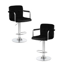 Набор 2 шт Стул барный DOBRIN KRUGER ARM, черный велюр (MJ9-101)