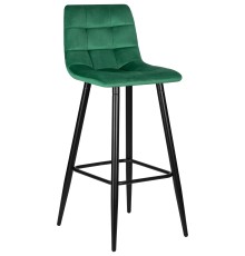 Стул барный DOBRIN NICOLE, черные матовые ножки, зелёный велюр (108-64)