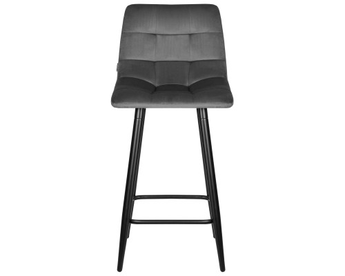Набор 2 шт Стул полубарный DOBRIN OLIVIA, черные матовые ножки, темно-серый велюр (108-91)