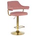 Набор 2 шт Стул барный DOBRIN CHARLY GOLD, розовый велюр (MJ9-32)