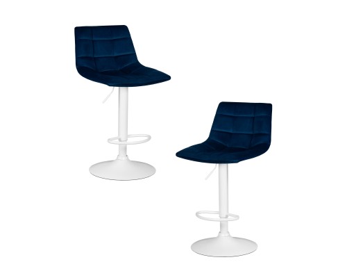 Набор 2 шт Стул барный DOBRIN TAILOR WHITE, синий велюр (MJ9-117)
