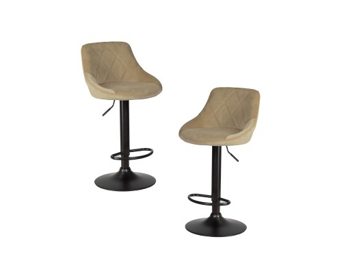 Набор 2 шт Стул барный DOBRIN LOGAN BLACK, мокко велюр (MJ9-9)