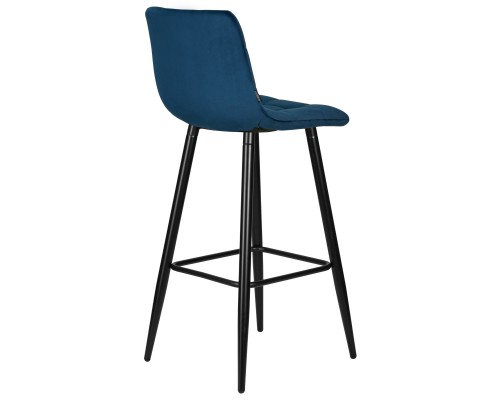 Стул барный DOBRIN NICOLE, черные матовые ножки, темно-синий велюр (108-95)