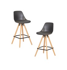 Набор 2 шт Стул полубарный DOBRIN RONNI, ножки светлый бук, тёмно-серый (GR-04)