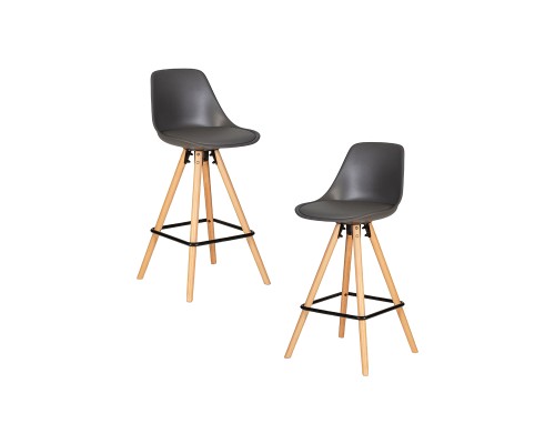 Набор 2 шт Стул полубарный DOBRIN RONNI, ножки светлый бук, тёмно-серый (GR-04)
