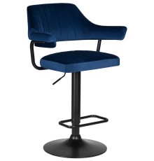 Стул барный DOBRIN CHARLY BLACK, синий велюр (MJ9-117)