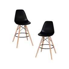 Набор 2 шт Стул барный DOBRIN DSW BAR, ножки светлый бук, цвет сиденья чёрный (B-03)