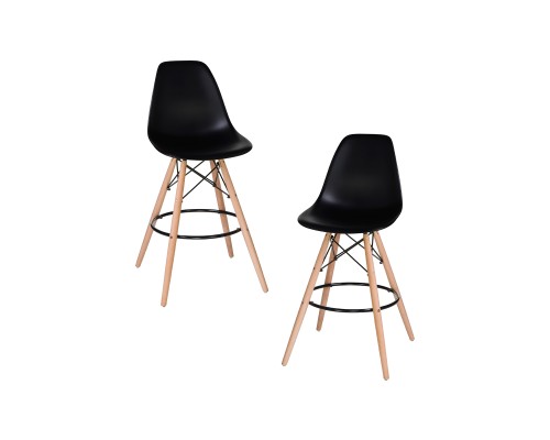 Набор 2 шт Стул барный DOBRIN DSW BAR, ножки светлый бук, цвет сиденья чёрный (B-03)