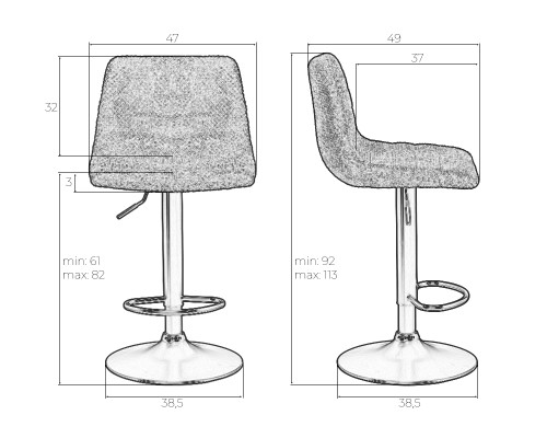 Стул барный DOBRIN TRAVIS, серый (VIVALDI15)