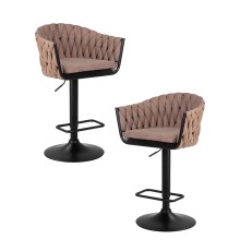 Набор 2 шт Стул барный DOBRIN LEON, коричневая ткань (LAR 275-3)