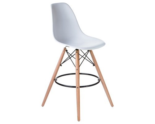 Стул барный DOBRIN DSW BAR, ножки светлый бук, цвет сиденья белый (W-02)