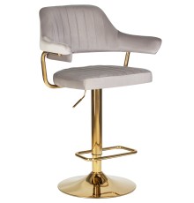 Стул барный DOBRIN CHARLY GOLD, серый велюр (MJ9-75)