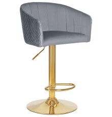 Стул барный DOBRIN DARCY GOLD, серый велюр (1922-19)