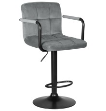 Стул барный DOBRIN KRUGER ARM BLACK, серый велюр (MJ9-75)