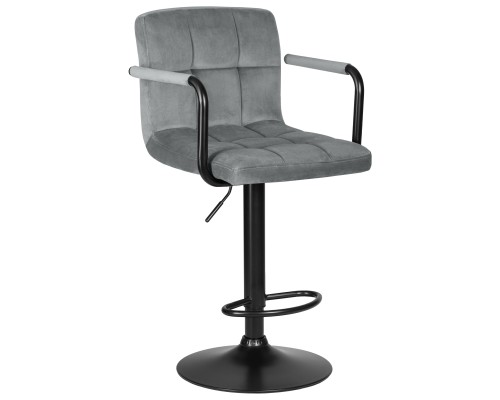 Набор 2 шт Стул барный DOBRIN KRUGER ARM BLACK, серый велюр (MJ9-75)