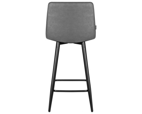 Набор 2 шт Стул полубарный DOBRIN OLIVIA, черные матовые ножки, серая антрацитовая винтажная экокожа (RU-08)