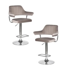 Набор 2 шт Стул барный DOBRIN CHARLY, серый велюр (MJ9-75)